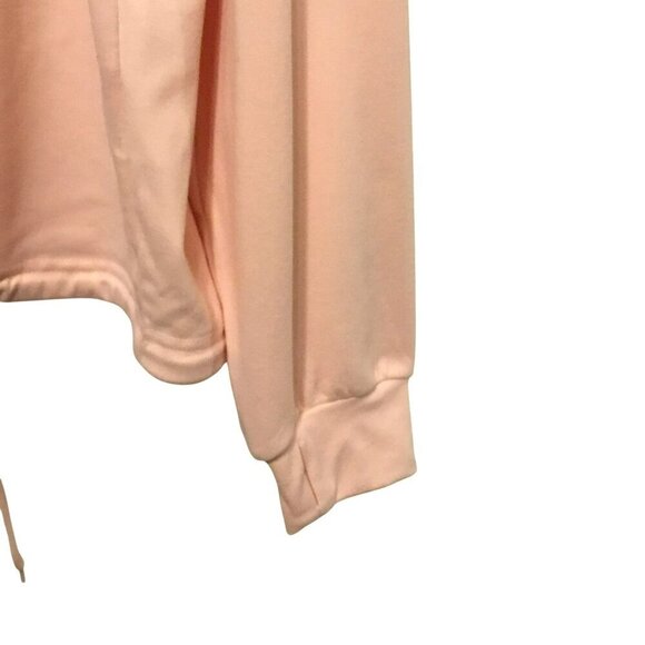 Tankaneo Sweatshirt Loose Fit Turtleneck Draw Tie Women's Size L Thumbholes Pink - Picture 4 of 11